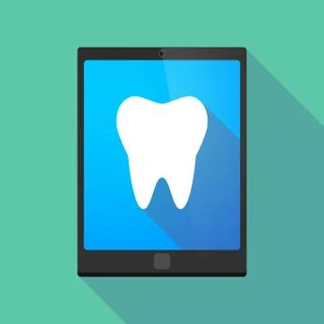 Tablet pc icon with a tooth Stock Illustration