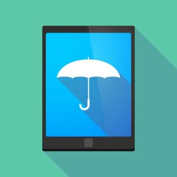 Tablet pc icon with an umbrella Stock Illustration