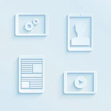 Tablet pc icons and different process screens Stock Illustration