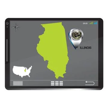 Tablet pc with illinois map Stock Illustration