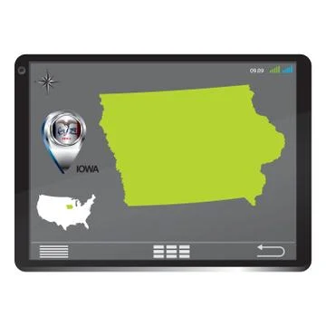 Tablet pc with iowa map Stock Illustration