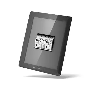 Tablet PC with Lock Stock Illustration