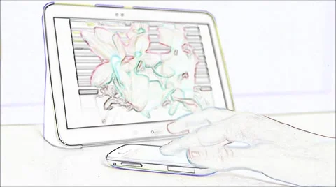 Tablet pc, mobile phone and hand, artistic view Video stock 42689951