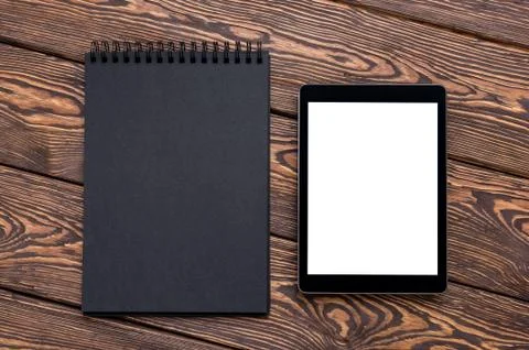 Tablet PC mock up over cafe table. Clipping path included. 스톡 사진