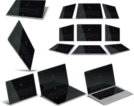 Tablet PC Multiple Views Stock Illustration