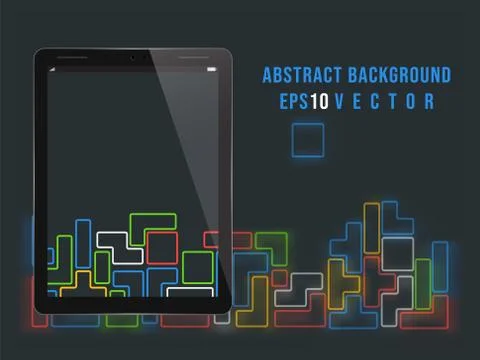 Tablet PC on old video game background Stock Illustration