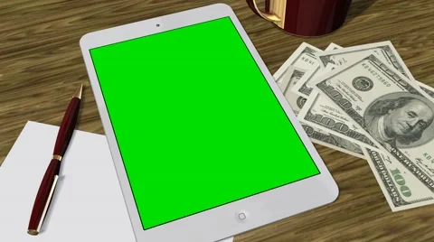 Tablet PC Pad Green Screen for Advertisement Presentation Stock-Footage 39977005
