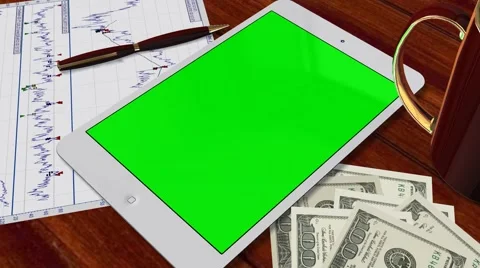 Tablet PC Pad Green Screen for Advertisement Presentation Stock Footage 39977423
