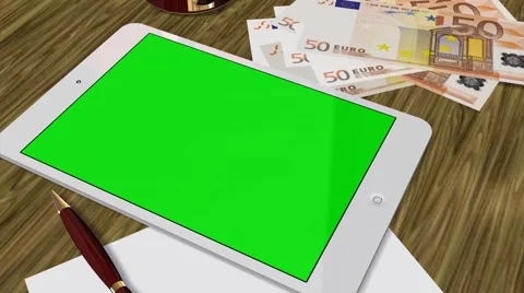 Tablet PC Pad Green Screen for Advertisement Presentation Video stock 39977797