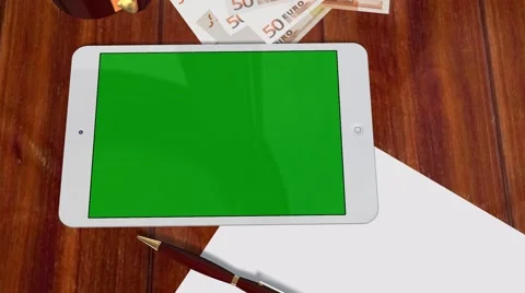 Tablet PC Pad Green Screen for Advertisement Presentation Video stock 39978017