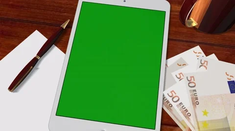 Tablet PC Pad Green Screen for Advertisement Presentation Video stock 39978038