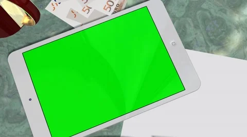 Tablet PC Pad Green Screen for Advertisement Presentation Stockbeeldmateriaal 39979054