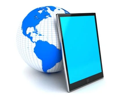Tablet PC with Planet Earth is a modern concept of electronics Stock Illustration