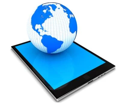 Tablet PC with Planet Earth is a modern concept of electronics Stock Illustration