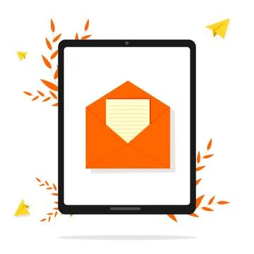 Tablet pc with screen. tablet flat vector illustration. tablet with background Stock Illustration