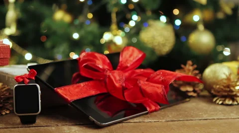 Tablet pc, smartphone and smartwatch for Christmas Stock Footage 67211638