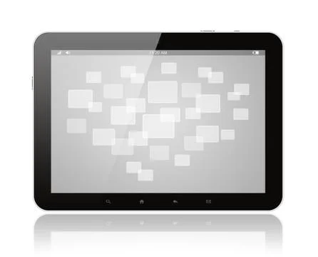 Tablet pc with virtual interface . Stock Photos