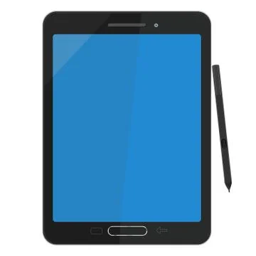 Tablet with Pen stylus with blank screen for mock up template vector illustra Stock Illustration