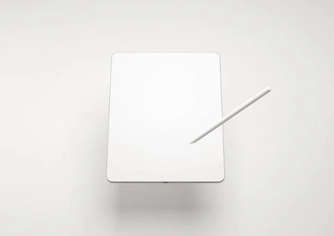 Tablet with a pencil on a white background 3d render イラスト素材