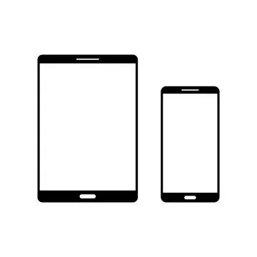 Tablet Phone Flat Devices White Display Mockup Vector Design Stock Illustration