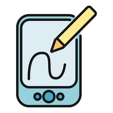 Tablet phone screen with pencil drawing icon Stock Illustration