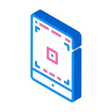 Tablet photo camera app isometric icon vector illustration Stock Illustration