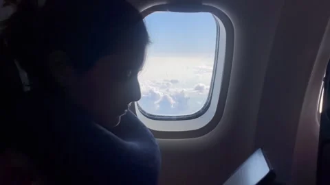 Tablet Plane Seat Stock Footage 340828462