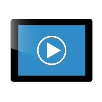 Tablet with play icon Stock Photos