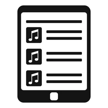 Tablet playlist icon simple vector. Song list app Illustrazione stock