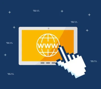 Tablet with pointer hand mouse cursor 스톡 일러스트