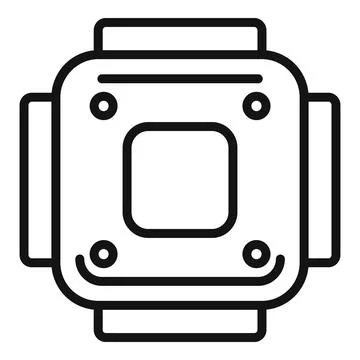 Tablet processor icon outline . Screen cell Stock Illustration