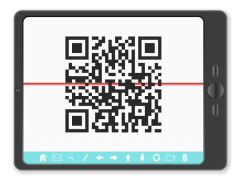 Tablet with QR barcode 库存插图