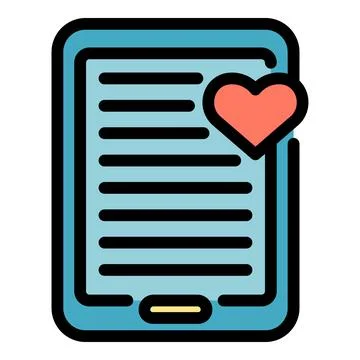 Tablet read bookmark icon color outline vector Stock Illustration