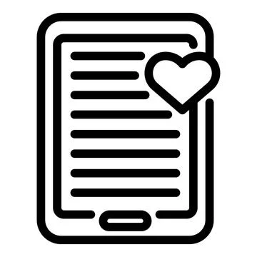 Tablet read bookmark icon, outline style Stock Illustration
