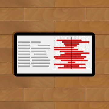 Tablet with red chart info Stock Illustration