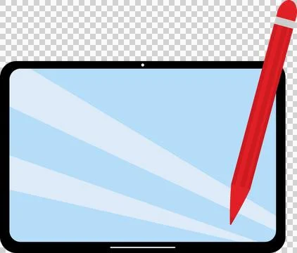 Tablet with red stylus pen, drawing (1) Ilustración de archivo