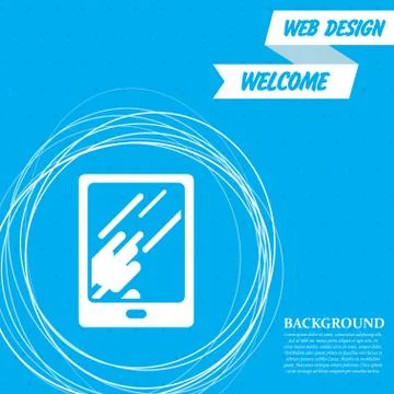 Tablet with the reflection of light icon on a blue background  abstract circl Stock Illustration