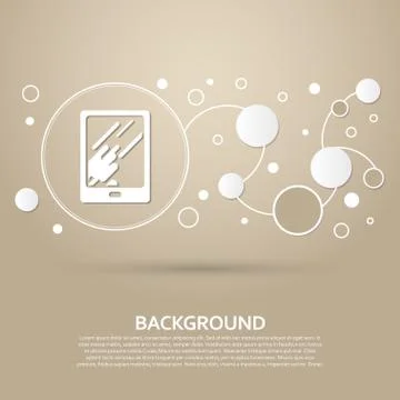 Tablet with the reflection of light icon on a brown background  elegant style Stock Illustration