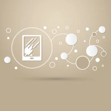 Tablet with the reflection of light icon on a brown background elegant style  Stock Illustration