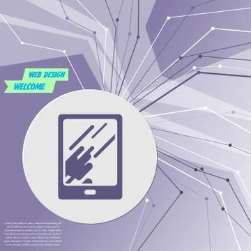 Tablet with the reflection of light icon on purple abstract modern background Illustrazione stock