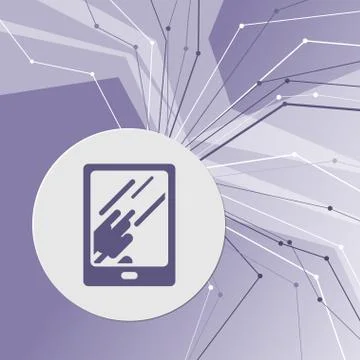 Tablet with the reflection of light icon on purple abstract modern background Stock Illustration
