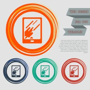 Tablet with the reflection of light icon on the red, blue, green, orange butt Stock Illustration