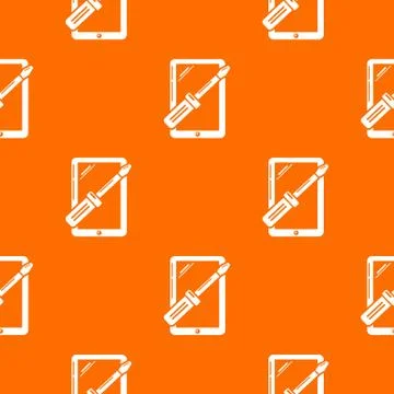 Tablet repair pattern vector orange 스톡 일러스트