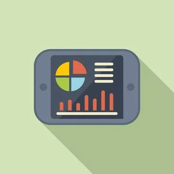 Tablet report icon flat vector. Document data Stock Illustration
