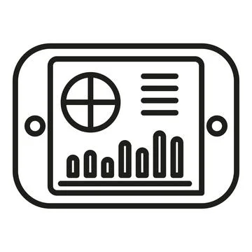 Tablet report icon outline vector. Document data Illustrazione stock