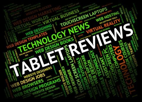Tablet Review Shows Assessment Computers And Technology Illustrazione stock