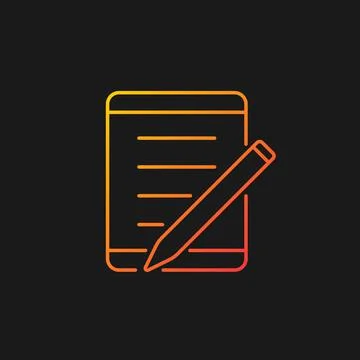 Tablet for school gradient vector icon for dark theme Stock Illustration