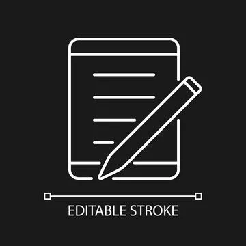 Tablet for school white linear icon for dark theme Stock Illustration
