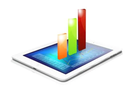 Tablet screen with abstract graph Stock Illustration