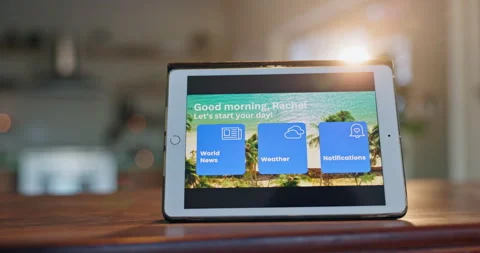 Tablet, screen and smart home technology with biometric, algorithm and software Stock-Footage 277228703